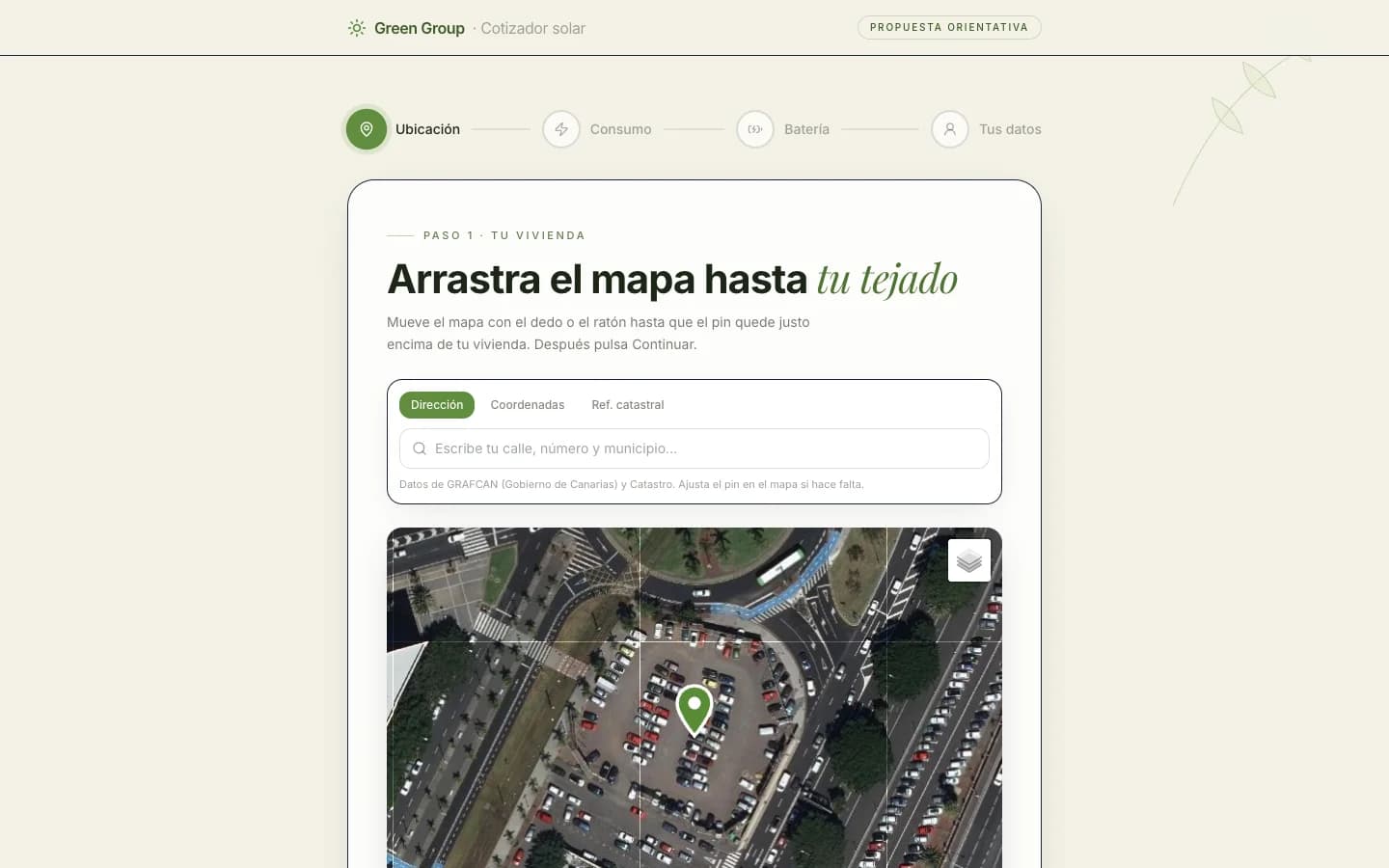 Cotizador solar de Green Group Canarias